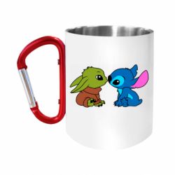 Кружка с ручкой "карабин" Baby Yoda And Stitch - FATLINE Кружка с ручкой "карабин" Baby Yoda And Stitch