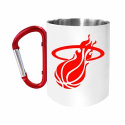 Кружка с ручкой "карабин" Баскетбольный мяч в кольце