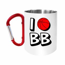 Кружка с ручкой "карабин" I love basketball