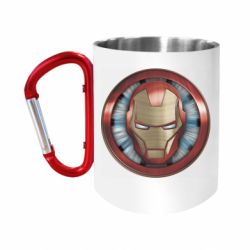 Кружка з ручкою "карабін" Iron man helmet wood texture - FATLINE Кружка з ручкою "карабін" Iron man helmet wood texture