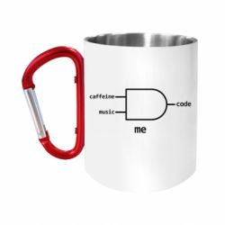 Кружка з ручкою "карабін" Me - caffeine, musik - FATLINE Кружка з ручкою "карабін" Me - caffeine, musik