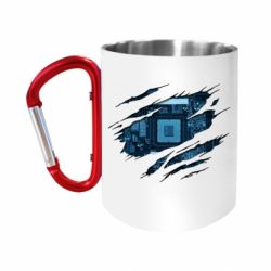 Кружка з ручкою "карабін" Motherboard through the T-Shirt - FATLINE Кружка з ручкою "карабін" Motherboard through the T-Shirt