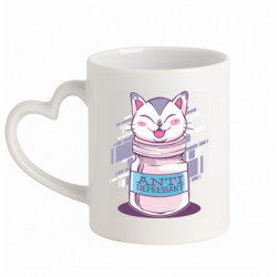 Кружка з ручкою у вигляді серця AntiDepressant Cat