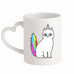 Кружка з ручкою у вигляді серця Cat Unicorn