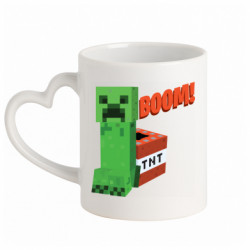 Кружка с ручкой в виде сердца Creeper BOOM! - FATLINE Кружка с ручкой в виде сердца Creeper BOOM!