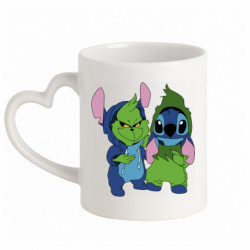 Кружка з ручкою у вигляді серця Грінч і Стіч - FATLINE Кружка з ручкою у вигляді серця Грінч і Стіч