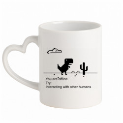 Кружка с ручкой в виде сердца Internet Dinosaur - FATLINE Кружка с ручкой в виде сердца Internet Dinosaur