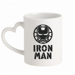 Кружка с ручкой в виде сердца Iron man text - FATLINE Кружка с ручкой в виде сердца Iron man text