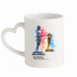 Кружка с ручкой в виде сердца King chess - FATLINE Кружка с ручкой в виде сердца King chess