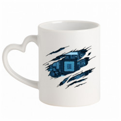 Кружка с ручкой в виде сердца Motherboard through the T-Shirt - FATLINE Кружка с ручкой в виде сердца Motherboard through the T-Shirt