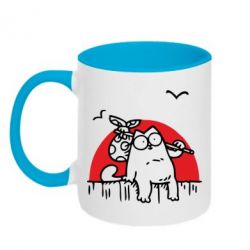 Кружка двоколірна 320ml Кот Саймона на фоне заката