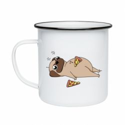 Кружка эмалированная Pug loves pizza - FATLINE Кружка эмалированная Pug loves pizza