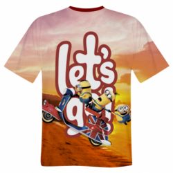 Мужская 3D футболка LET'S GO MINIONS