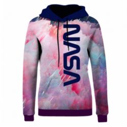 Женская 3D худи Logo Nasa and space - FATLINE Женская 3D худи Logo Nasa and space