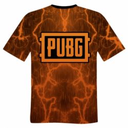 Мужская 3D футболка Logo Pubg on lightning background