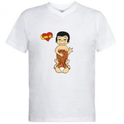 Мужская футболка с V-образным вырезом Love is... Sex :) - FATLINE Мужская футболка с V-образным вырезом Love is... Sex :)