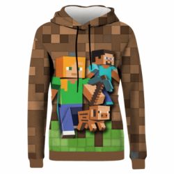 Женская 3D худи Minecraft and heroes - FATLINE Женская 3D худи Minecraft and heroes