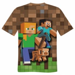 Чоловіча 3D футболка Minecraft and heroes - FATLINE Чоловіча 3D футболка Minecraft and heroes