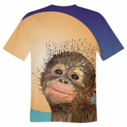 Чоловіча 3D футболка Monkey low poly - FATLINE Чоловіча 3D футболка Monkey low poly