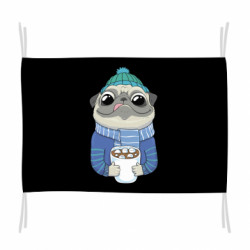 Флаг Мопс любит кофе - FATLINE Флаг Мопс любит кофе