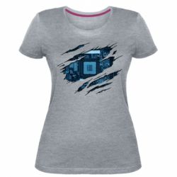 Женская стрейчевая футболка Motherboard through the T-Shirt - FATLINE Женская стрейчевая футболка Motherboard through the T-Shirt
