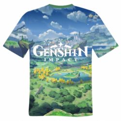 Мужская 3D футболка Genshin Impact World - FATLINE Мужская 3D футболка Genshin Impact World