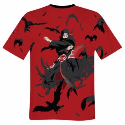 Чоловіча 3D футболка Itachi Uchiha with crows - FATLINE Чоловіча 3D футболка Itachi Uchiha with crows