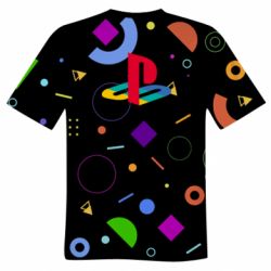 Мужская 3D футболка PlayStation and abstract background - FATLINE Мужская 3D футболка PlayStation and abstract background