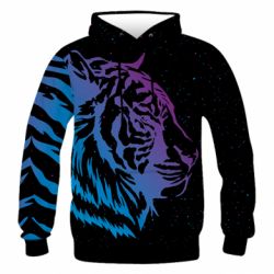 Мужская 3D худи Neon Tiger - FATLINE Мужская 3D худи Neon Tiger