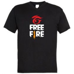 Мужская футболка  с V-образным вырезом Garena and Free Fire logo