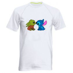 Мужская спортивная футболка Baby Yoda And Stitch - FATLINE Мужская спортивная футболка Baby Yoda And Stitch
