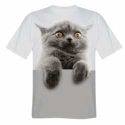 Чоловіча 3D футболка Original gray cat - FATLINE Чоловіча 3D футболка Original gray cat