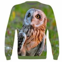 3D свитшот Owl on green field - FATLINE 3D свитшот Owl on green field