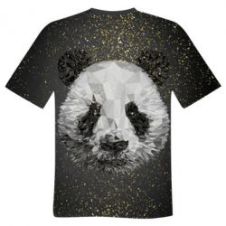 Мужская 3D футболка Panda low poly and gold