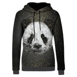 Жіноча 3D худі Panda low poly and gold - FATLINE Жіноча 3D худі Panda low poly and gold