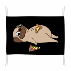 Флаг Pug loves pizza - FATLINE Флаг Pug loves pizza