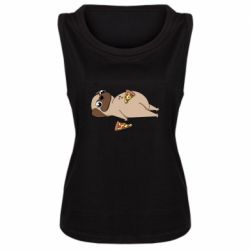 Женская майка Pug loves pizza - FATLINE Женская майка Pug loves pizza