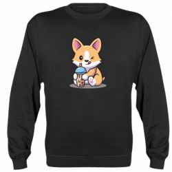 Свитшот унисекс Собачька пьет боба ти - FATLINE Свитшот унисекс Собачька пьет боба ти