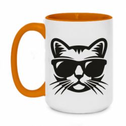 Кружка двухцветная 420ml Сat in sunglasses - FATLINE Кружка двухцветная 420ml Сat in sunglasses