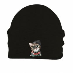 Шапка на флісі Милый кот в очках - FATLINE Шапка на флісі Милый кот в очках