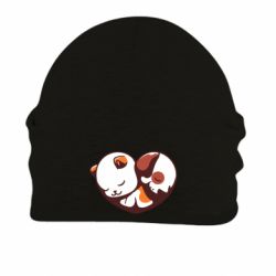 Шапка на флисе Сердечко. Котик и собачка - FATLINE Шапка на флисе Сердечко. Котик и собачка