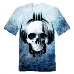 Чоловіча 3D футболка Skull in headphones - FATLINE Чоловіча 3D футболка Skull in headphones