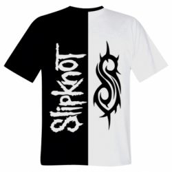 Чоловіча 3D футболка Slipknot black and white - FATLINE Чоловіча 3D футболка Slipknot black and white