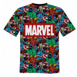 Мужская 3D футболка Сomics marvel and logo - FATLINE Мужская 3D футболка Сomics marvel and logo