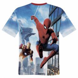 Мужская 3D футболка Spiderman and Ironman - FATLINE Мужская 3D футболка Spiderman and Ironman