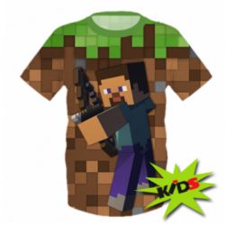 Детская 3D футболка Steve from game Minecraft - FATLINE Детская 3D футболка Steve from game Minecraft