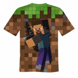 Чоловіча 3D футболка Steve from game Minecraft - FATLINE Чоловіча 3D футболка Steve from game Minecraft