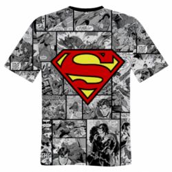 Мужская 3D футболка Superman logo on comics - FATLINE Мужская 3D футболка Superman logo on comics