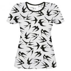 Женская 3D футболка Swallows - FATLINE Женская 3D футболка Swallows