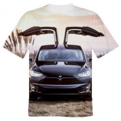 Мужская 3D футболка Tesla S